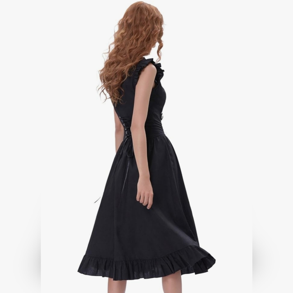 Victorian Valentine Steampunk Gothic Renaissance Women's Laced Top Dress, Size L - Picture 3 of 10
